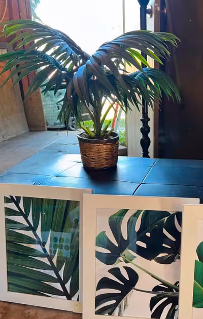 Beautiful Faux Palm Plant in Wicker pot