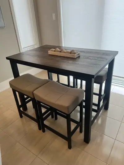 Brown Rustic Farmhouse Table + 4 stools, View more