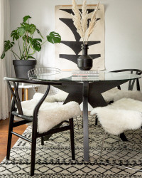 EQ3 Round Wood & Glass Dining Table
