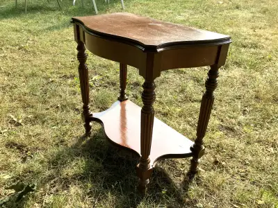 Walnut Demilune Table / Entry Table, View more
