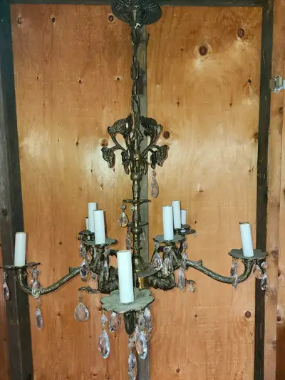 Vintage 1920s Spanish Brass Chandelier, View more