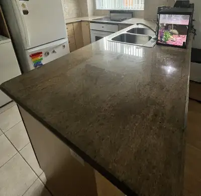 Granite Countertop – L-Shaped, Double Sink Cutout Included, View more