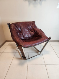 1970s Norwegian Sonic Leather Lounge Bucket Chair 