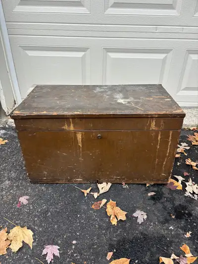 Vintage wooden storage chest, View more