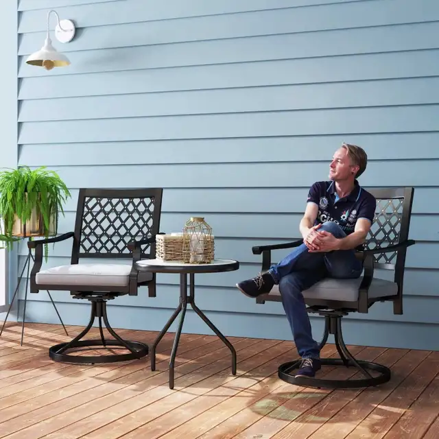 Outdoor Patio Chair, Metal Swivel Rocker Chairs with Cushion and in Patio & Garden Furniture in Markham / York Region - Image 8