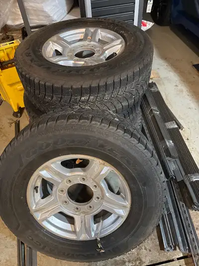 For sale is a set of Super Duty rims mounted with Goodyear ultra grip ice tires,LT 265/70R17 perfect...