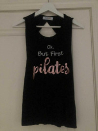 Fitness Workout Pilates Yoga Barre Shirt Tank Top Sleeveless Bla