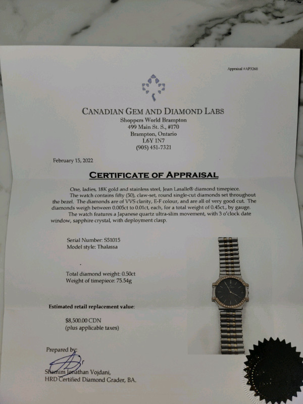 Ladies Diamond Jean Lassale 18k Watch  in Jewellery & Watches in City of Toronto - Image 4