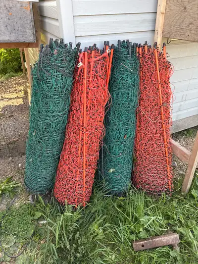 Poultry netting. Only used 1 or 2 seasons. I think it’s about 165’ per roll. If posted, it’s still a...