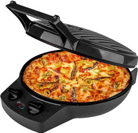 Red or Black Pizza Maker with Timer 12"