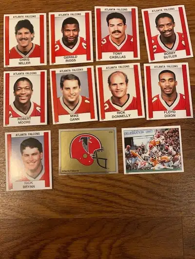 Lot of 11 1988 Panini Atlanta Falcons football stickers, View more
