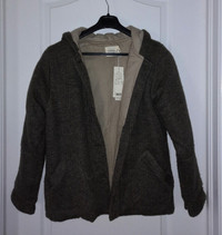 New Women Muji style knit button coat dark brown small size