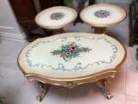 Hand Painted Coffee table and end table set 
