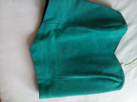 Strapless green suede back zip top