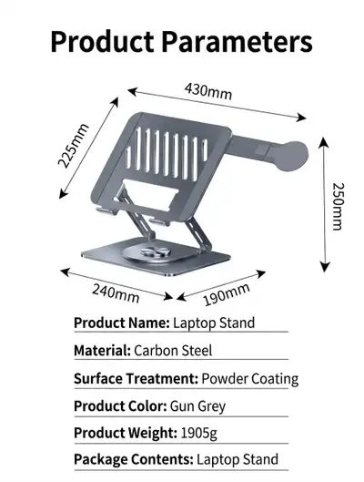 360°  Laptop Stand with Mobile Holder - Silver/ Grey , View more