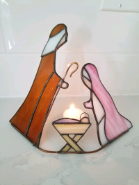 Christmas Nativity Joseph, Mary, Baby Jesus Stained Glass