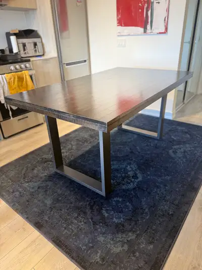Modern Dark Wood Dining Table with Metal Legs, View more
