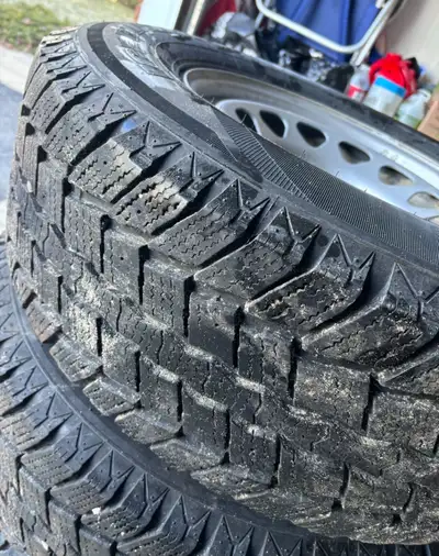 Description: Set of 4 Sailun Ice Blazer WST2 winter tires mounted on 17” steel rims. Size: 265/70R17...