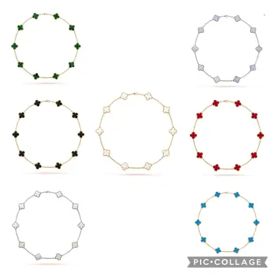LuxCorner Custom Made Van Cleef and Arpels Vintage Alhambra 10 Motifs Necklaces Every gold/stone com...