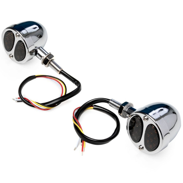 2x Universal Chrome Bullet Turn Signals w/ Brake/Running Lights in Other Parts & Accessories in Oshawa / Durham Region