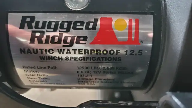 Rugged Ridge Nautic 12,500 LB Waterproof Winch + 2" Hitch Cradle