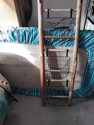 Ladder with baskets Can be used as storage and decoration Price is 85 or best offer