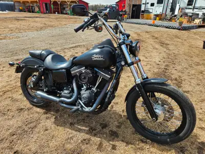 - All blacked out except for handle bar - Detachable leather locking saddlebags - Detachable sissy b...