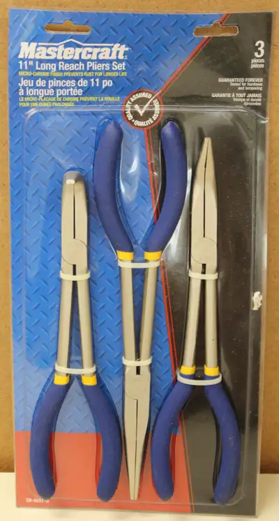 New - Set of Three - 11" Long Needle Nose Plyers, View more