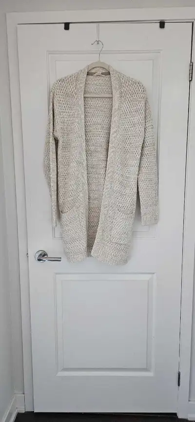 Cream Knit Cardigan with Pockets, Size Medium, View more