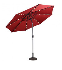 Patio Umbrella 10 ft. in  Beige/Burgundy Solar Lighted 40 LE
