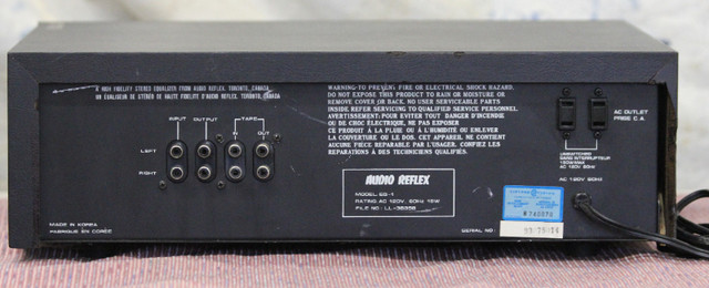 Vintage Audio Reflex EQ-1 Equalizer in Stereo Systems & Home Theatre in St. Catharines - Image 2