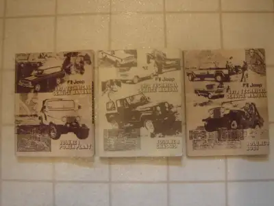 Factory Jeep Service Manuals. Volume 1 Power Plant, Volume 2 Chassis and Volume 3 Body. Covers CJ-5,...