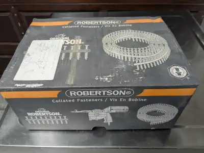 For sale is an almost full box of collated coiled screws, for quick drive system. "The Original Robe...
