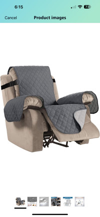 Quilted recliner chair cover