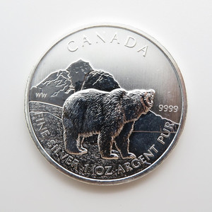 Proof 99,99 % Fine Silver Coin Grizzly Bear Canada $20 1 oz 2015 Family 