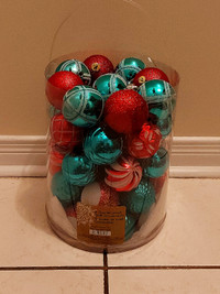 50 Blue and Red Ornaments