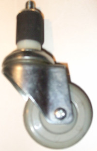 Roulette pivotant 3''et 4''en caoutchouc rigide, zinc