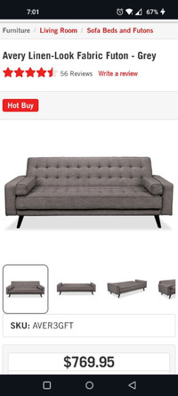 Avery Linen-Look fabric futon "brand new still in the box" obo