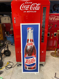 Pepsi sign Tin mounted on backboard