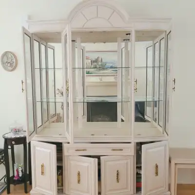 Solid Wood Dining Room Cabinet + Table & 6 Chairs Flash Sale, View more