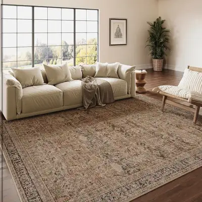 8x10 Washable Area Rug for Living Room Bedroom Brown Vintage , View more