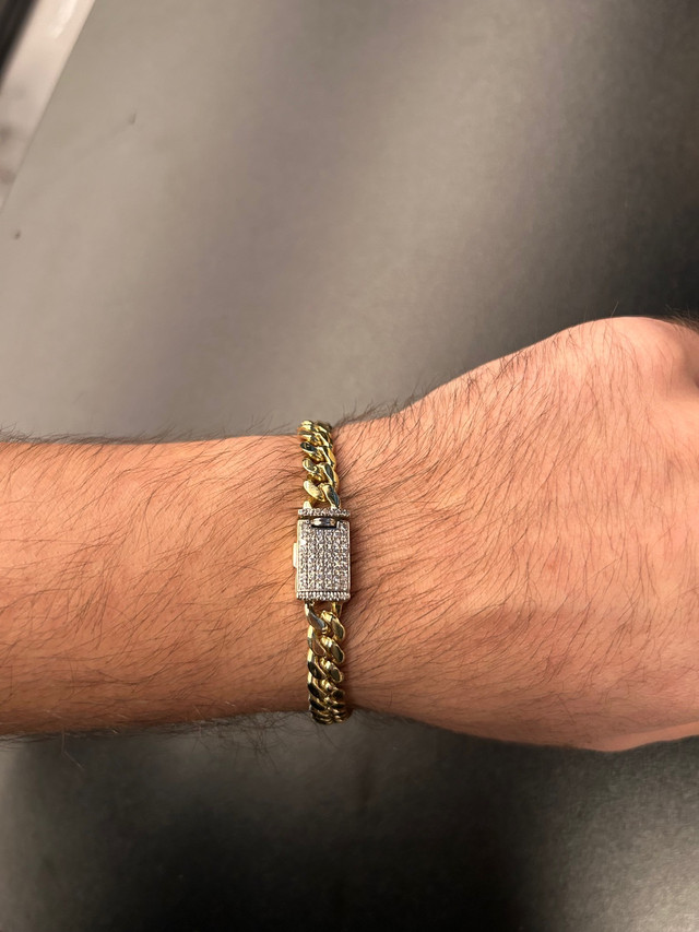 Solid Cuban Bracelet, Diamond lock  in Jewellery & Watches in City of Toronto