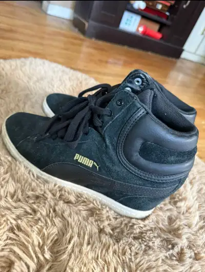 Puma Women's Black Suede High-Top Wedge Sneakers, View more