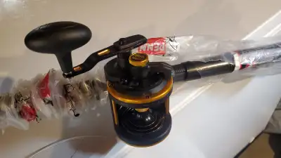 Never used!! Ocean Bottom fishing rod and reel combo. Penn reel Squall 30 and 7' rod 20-40 lbs. $180...