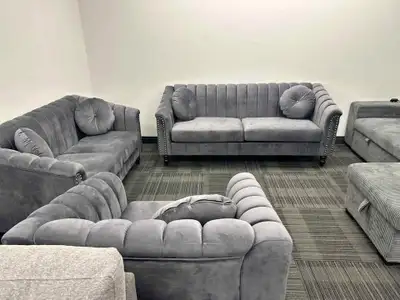 Grey Velvet Sofa Set, View more