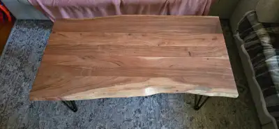 Acacia Live Edge Wood Coffee Table with Black Hairpin Legs, View more