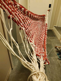 red and white double hammock