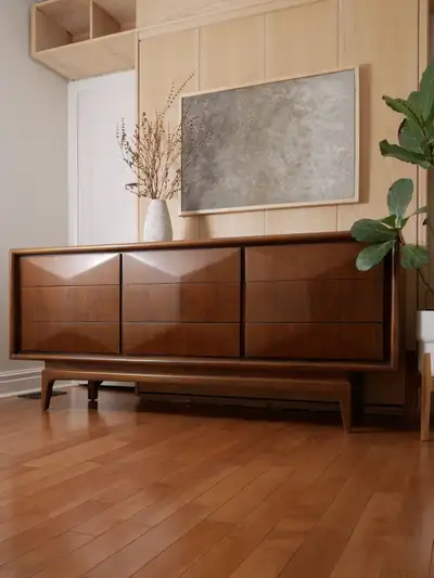 MCM Walnut 9 Drawer Dresser, View more