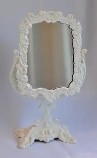 Victorian Metal 16" Table top/Dresser/Boudoir Vanity Mirror