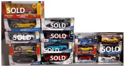1/18 Corvettes $40.00 Each 2014 Coupe Black 2014 Coupe Yellow C5 Conv Silver 1/24 Corvettes $20 Each...